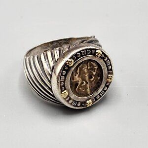 Tagliamonte Roman Intaglio Seal Gold Sterling Silver 925 14K Italy Size 9